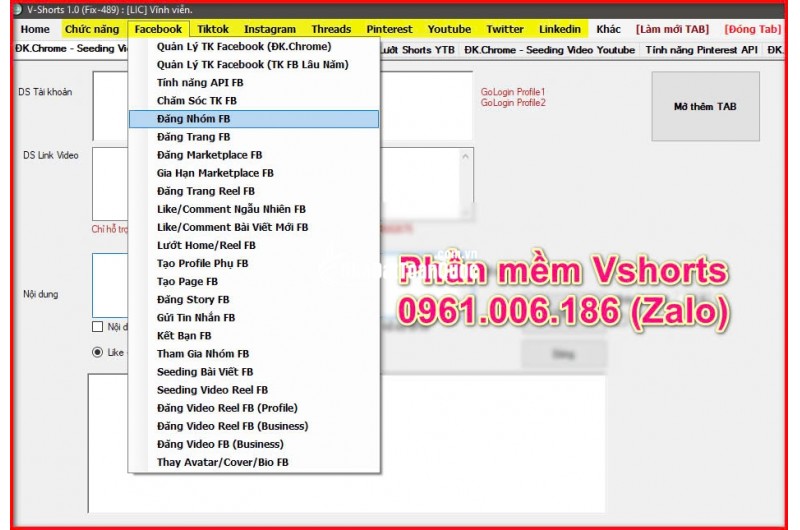 Phần mềm Đăng bài lên nhiều group, fanpage, profile hàng loạt - Vshorts